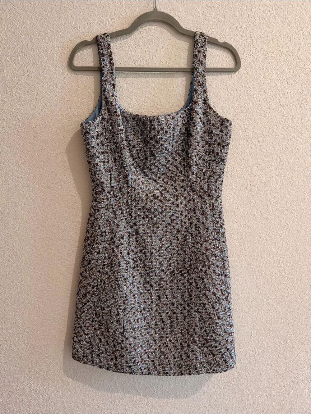 Veronica Beard Sleeveless Tweed Sheath Dress in Blue and Brown - Picture 3 of 6